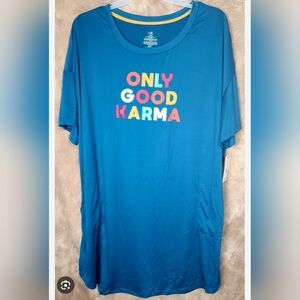 NWT/ Secret Treasures Blue Tee NIGHTSHIRT - Only Good Karma/ LARGE -XL